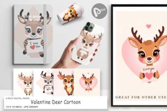 Digital Paper Valentine Deer Cartoon Product Image 1
