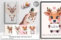 Digital Paper Valentine Deer Cartoon Product Image 1