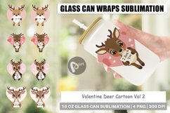 Glass Can Wraps Valentine Deer Cartoon Product Image 1