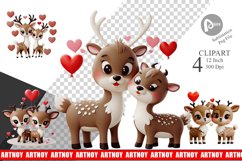 Valentine Deer Clipart Product Image 1