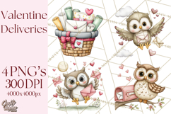 Woodland Critter Valentine Clipart, Forest Animal Post Png Product Image 1