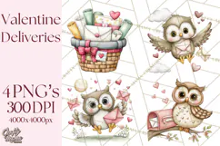 Woodland Critter Valentine Clipart, Forest Animal Post Png Product Image 1