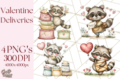 Woodland Critter Valentine Clipart, Forest Animal Post Png Product Image 1