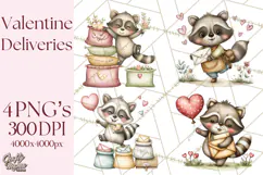 Woodland Critter Valentine Clipart, Forest Animal Post Png Product Image 1