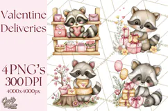 Woodland Critter Valentine Clipart, Forest Animal Post Png Product Image 1