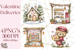 Woodland Critter Valentine Clipart, Forest Animal Post Png Product Image 1