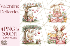 Woodland Critter Valentine Clipart, Forest Animal Post Png Product Image 1