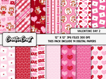 Valentine Day Digital Paper and Clipart png, illustration Product Image 2
