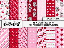 Valentine Day Digital Paper and Clipart png, illustration Product Image 3