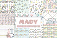 Pastel Valentine digital paper pack with gnomes and hearts