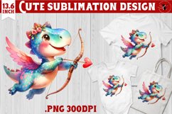 Cute Dino sublimation | Dinosaur clipart | Valentine&#039;s Day Product Image 1