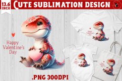 Cute Dino sublimation | Dinosaur clipart | Valentine&#039;s Day Product Image 1