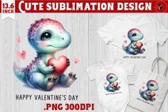 Cute Dino sublimation | Dinosaur clipart | Valentine&#039;s Day Product Image 1
