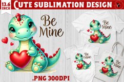 Cute Dino sublimation | Dinosaur clipart | Valentine&#039;s Day Product Image 1