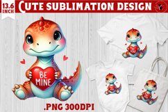 Cute Dino sublimation | Dinosaur clipart | Valentine&#039;s Day Product Image 1