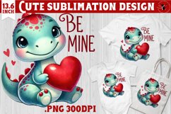 Cute Dino sublimation | Dinosaur clipart | Valentine&#039;s Day Product Image 1