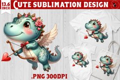 Cute Dino sublimation | Dinosaur clipart | Valentine&#039;s Day Product Image 1