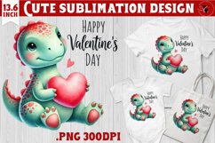 Cute Dino sublimation | Dinosaur clipart | Valentine&#039;s Day Product Image 1