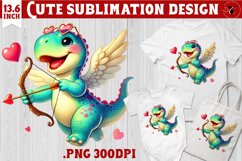Cute Dino sublimation | Dinosaur clipart | Valentine&#039;s Day Product Image 1