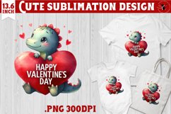 Cute Dino sublimation | Dinosaur clipart | Valentine&#039;s Day Product Image 1