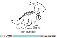 Cute dinosaur outline images for classroom and scrapbooking