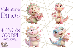 Valentine Dinosaur Clipart PNG Cute Dino Valentine Printable Product Image 1