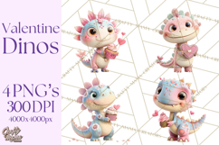 Valentine Dinosaur Clipart PNG Cute Dino Valentine Printable Product Image 1