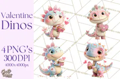 Valentine Dinosaur Clipart PNG Cute Dino Valentine Printable Product Image 1
