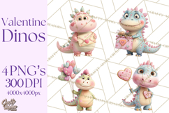 Valentine Dinosaur Clipart PNG Cute Dino Valentine Printable Product Image 1