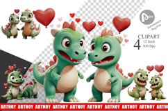 Valentine Dinosaur Clipart Product Image 1
