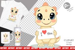 Valentine Dinosaur Cartoon Clipart Product Image 1