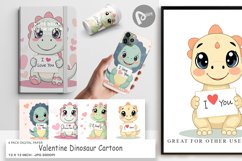 Digital Paper Valentine Dinosaur Cartoon Product Image 1