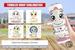 Tumbler Wrap Valentine Dinosaur Cartoon Product Image 1