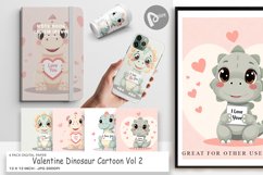 Digital Paper Valentine Dinosaur Cartoon Product Image 1