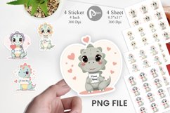 Valentine Dinosaur Cartoon Sticker Product Image 1
