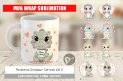 Mug Wrap Design Valentine Dinosaur Cartoon Product Image 1