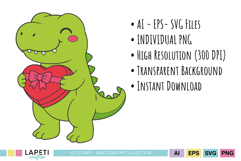 Dinosaur Valentine graphics for card toppers and paper crafts
