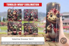Tumbler Sublimation Wrap Valentine Dinosaur Product Image 1