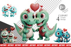 Valentine Dinosaur Clipart Product Image 1