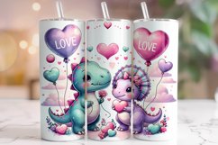Valentine&#039;s Day Dinosaurs Tumbler Wrap, Valentine T-Rex PNG Product Image 1