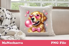 Golden Retriever Valentine's Sublimation PNG | Cute Dog Product Image 2