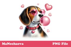 Cute Beagle Dog Valentine Sublimation PNG Clipart Product Image 1