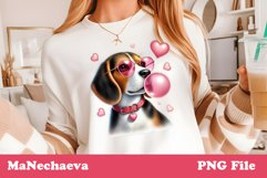 Cute Beagle Dog Valentine Sublimation PNG Clipart Product Image 3