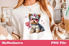 Adorable Yorkie Dog Valentine Sublimation PNG Design Clipart Product Image 3
