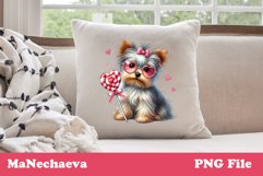 Adorable Yorkie Dog Valentine Sublimation PNG Design Clipart Product Image 2