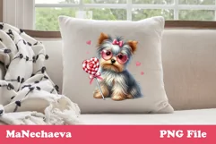 Adorable Yorkie Dog Valentine Sublimation PNG Design Clipart Product Image 2