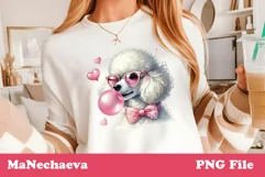 Adorable Poodle Dog Valentine Sublimation PNG Clipart Product Image 3