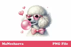 Adorable Poodle Dog Valentine Sublimation PNG Clipart Product Image 1