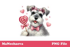 Adorable Schnauzer Dog Valentine Sublimation PNG CLipart Product Image 1