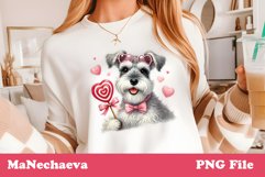 Adorable Schnauzer Dog Valentine Sublimation PNG CLipart Product Image 3